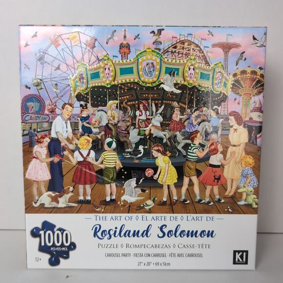 Rosiland Solomon Carousel Party 1000 Piece Jigsaw Puzzle KI Puzzles COMPLETE - Picture 1 of 3